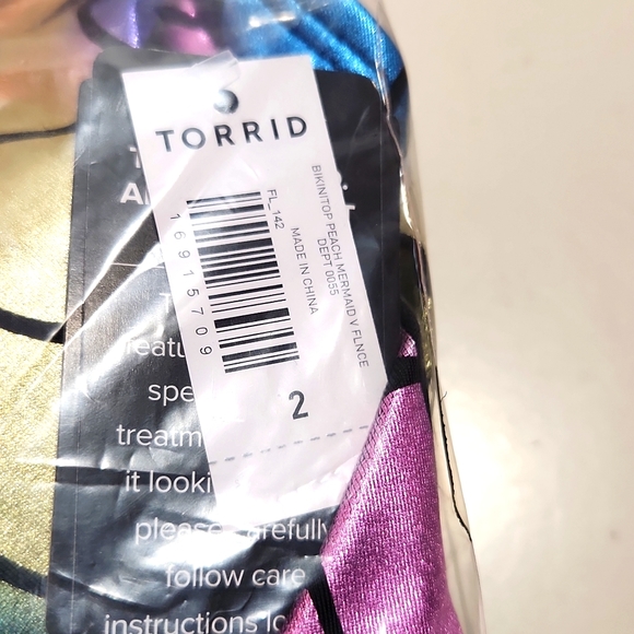 ❤️NWT VINTAGE TORRID SWIM TOP - MERMAID PRINT - WIRELESS SWIM FLOUNCE BIKINI - Picture 11 of 16